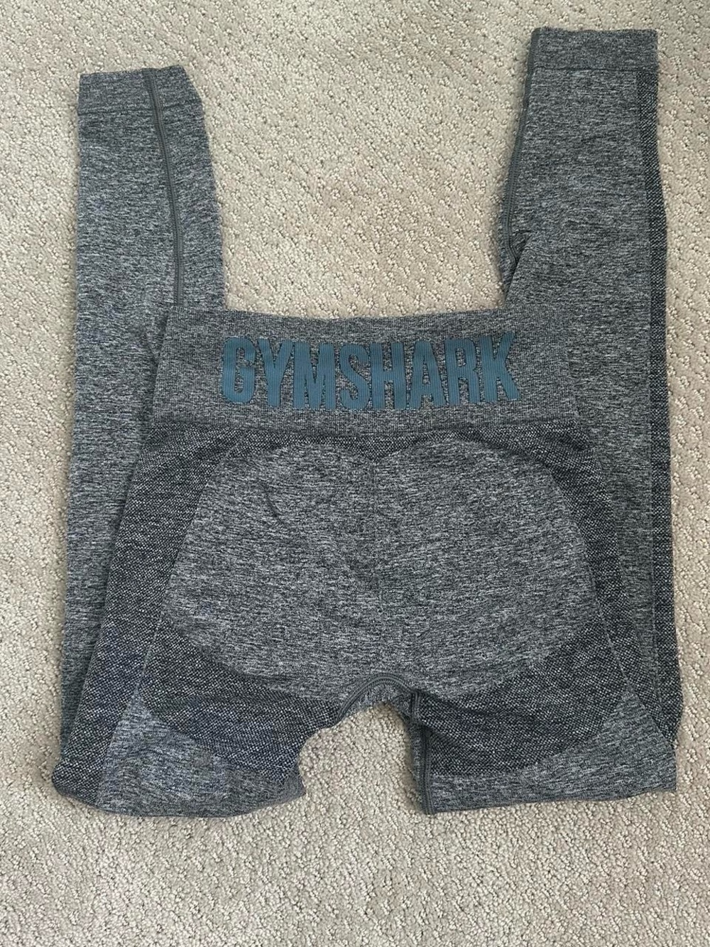 Gymshark Gray Seamless Leggings with Teal Logo